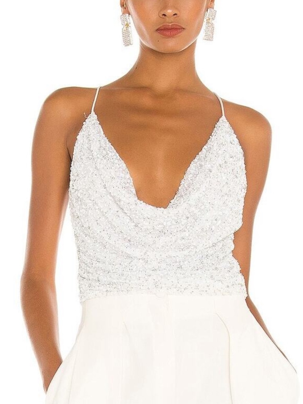 Retrofete White Sequin Cowl Cami